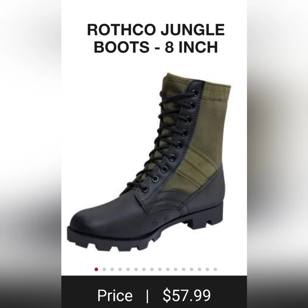 New Rothco Jungle Boots Size Mens 8 green Black 8 inch